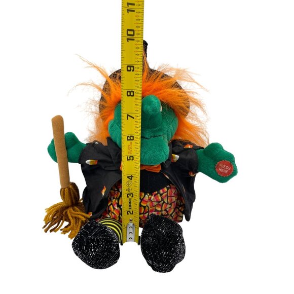 Animated Halloween Witch Plush With Her Hat Broomstick & Candy Corn Outfit Works - Picture 14 of 15